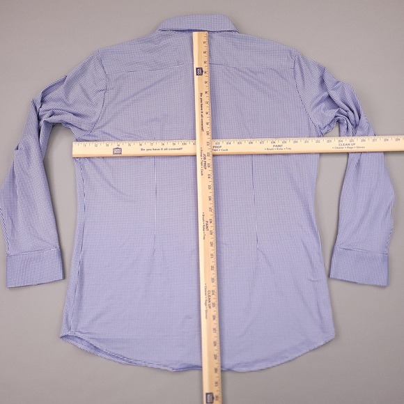 Mizzen + Main Shirt Mens XL Trim Fit Blue Gingham Plaid Spinnaker Collection USA - Picture 7 of 12